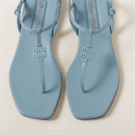 Light Blue Patent Thong Sandals 